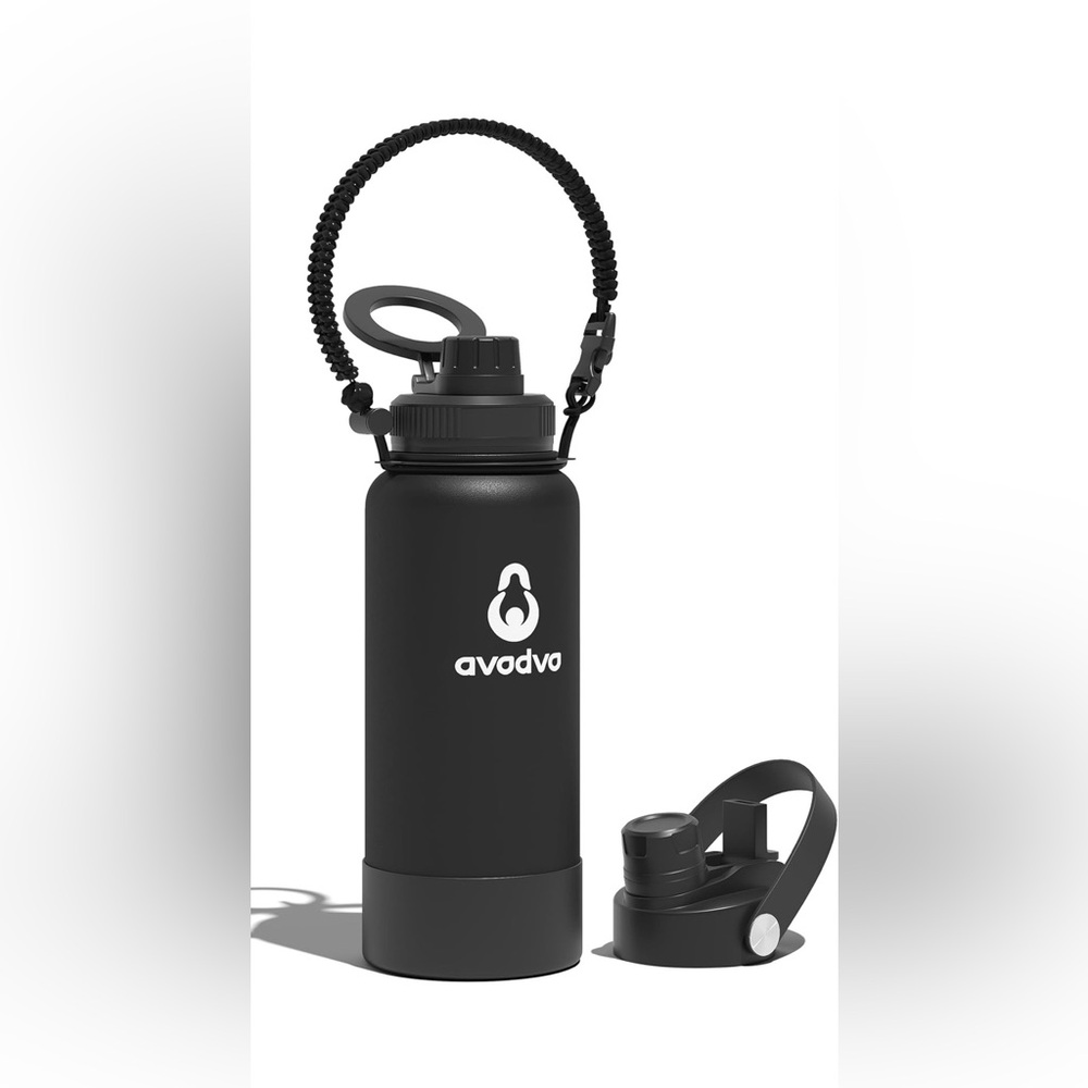 avodvo Matte Black Insulated Water Bottle
